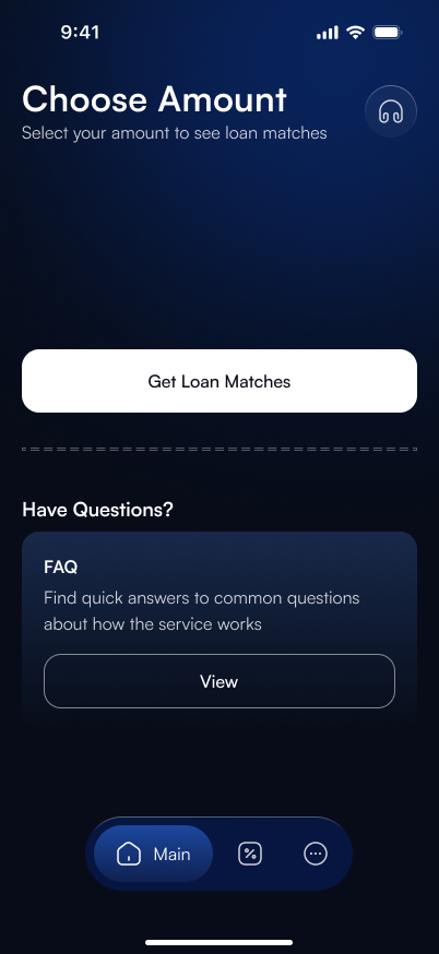 Akron Loans app amount selection screen